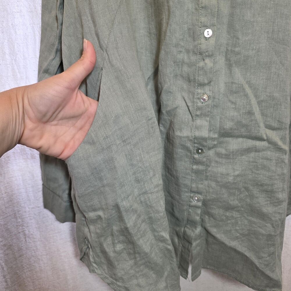 Sigrid Olsen Linen Tunic Light Sage Green Womens Large - Picture 3 of 8